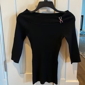 NWOT White House Black Market black jersey off shoulder top size small